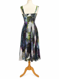ONIKA Sleeveless Midi Fit N Flare Paneled Mesh Dress