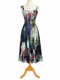 ONIKA Sleeveless Midi Fit N Flare Paneled Mesh Dress