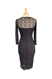 SARAH Fitted Knee Length Black Lace Dress with Puffed Sleeves