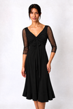MAXIMA MIDI  Flared Empire Mesh  Dress Black