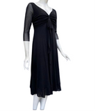 MAXIMA MIDI  Flared Empire Mesh  Dress Black