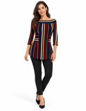 AMBER Off Shoulder Flared  Striped Top