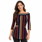 AMBER Off Shoulder Flared  Striped Top