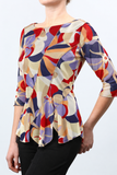 COLETTE Diagonal Panels Scalloped Hem Top