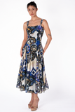 NEEVA Sleeveless Tea length Fit N Flare Mesh Dress