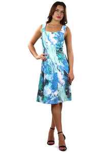 GEMMA Textured Water Color Paneled A-line Dress