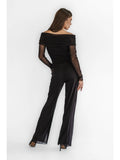 MAXIMA off the Shoulder Long Sleeves Jumpsuit / Black