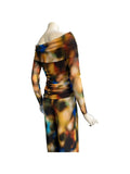 BECKY Printed off the Shoulder Long Sleeves Jumpsuit