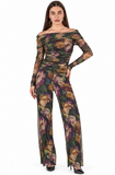 MEADOW Printed off the Shoulder Long Sleeves Jumpsuit