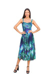 LILLIAN 822 Sleeveless Tea Length Fit N Flare Paneled Dress Kelly