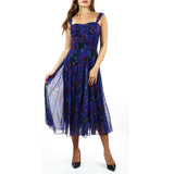 MIA Sleeveless Midi Fit N Flare Paneled Mesh Dress