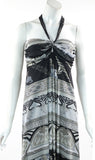 OSAKA Long Strapless Flared Empire Mesh Print Dress