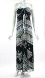 OSAKA Long Strapless Flared Empire Mesh Print Dress