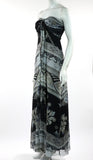 OSAKA Long Strapless Flared Empire Mesh Print Dress