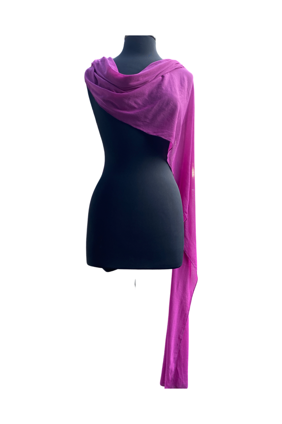 Long And Wide Sheer Shawl Stole Wrap Cover Magenta