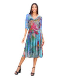 FANTASIA Fit and Flare 3/4 Sleeves Paneled Print Dress .