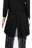 ANGELINA 3/4 Sleeves Cowl Neckline Flaring Tunic Top Black