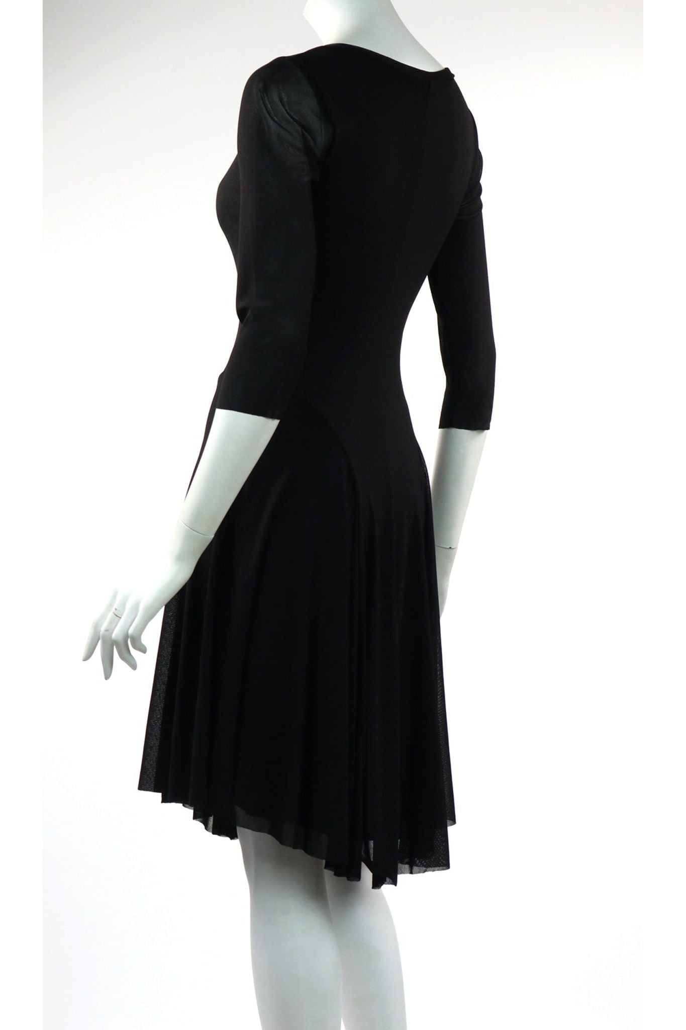 ANGELINA V-Neck 3/4 Sleeve Knee-Length Fit N Flare Dress Black ANGELINA V-Neck 3/4 Sleeve Knee-Length Fit N Flare Dress Black