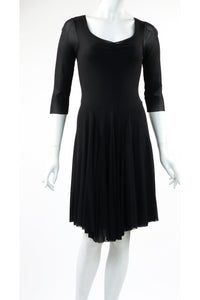 ANGELINA V-Neck 3/4 Sleeve Knee-Length Fit N Flare Dress Black