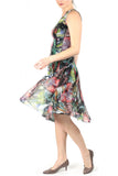 APRIL Sleeveless Paneled Floral Fit And Flare Dress