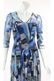 BELLA Fit and Flare 3/4 Sleeves Paneled Print Dress