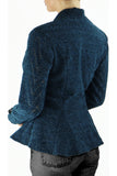 BUFFY Button Up Long Sleeve Chenille Eyelet Jacket Teal