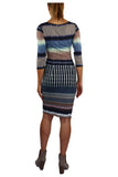 CHEYEENE Crossover Ruched 3/4 Sleeve Knee Length Dress