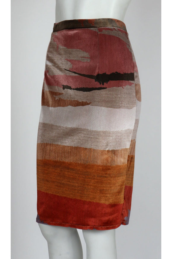 DESIRE Printed Velvet Pencil Skirt