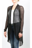 DOLCEVITA Sheer Window Pane Lace Mid Length Duster Black