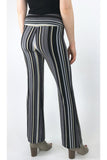 ELENORE Silky Stretchy Striped Metallic Flared Pants