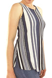 EUNICE Striped Tunic Stretchy Knit Flared Top