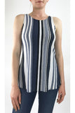 EUNICE Striped Tunic Stretchy Knit Flared Top