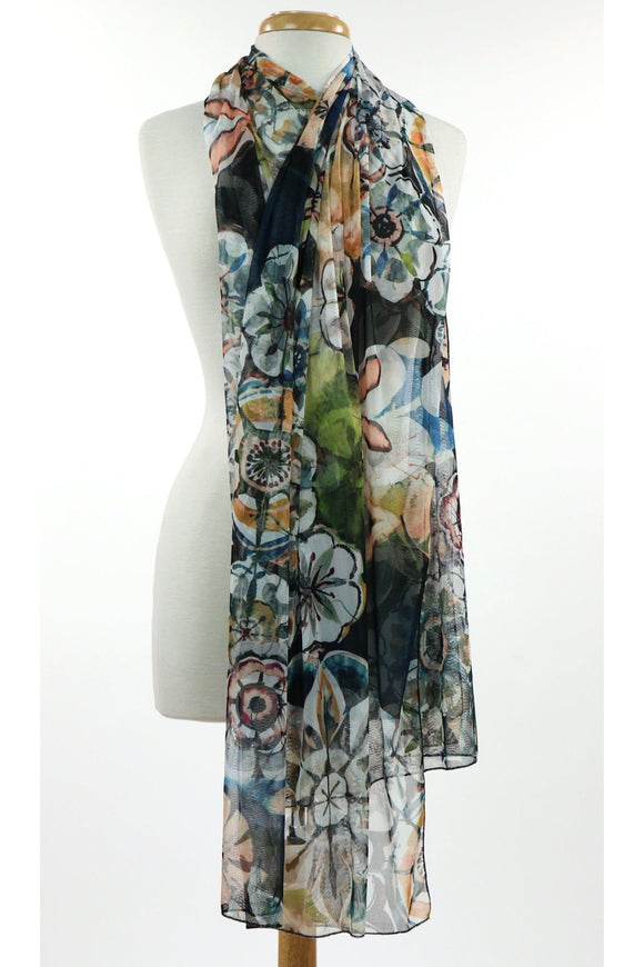 GILLY Sheer Long and Wide Print Shawl
