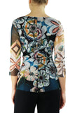 GILLY Abstract Print 3/4 Sleeves Surplice Crossover Top