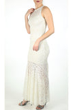 GOLDIE Long Lace Dress Off White