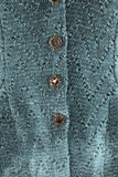BUFFY Button Up Long Sleeve Chenille Eyelet Jacket Teal