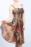 IONNA Paneled Sleeveless Print Mesh Fit N Flare Dress