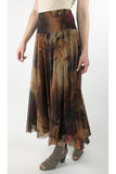 IONNA Mid Calf Flared Print Mesh Skirt