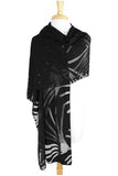 IVY Long and Wide Sheer Black Burnout Shawl Wrap Stole