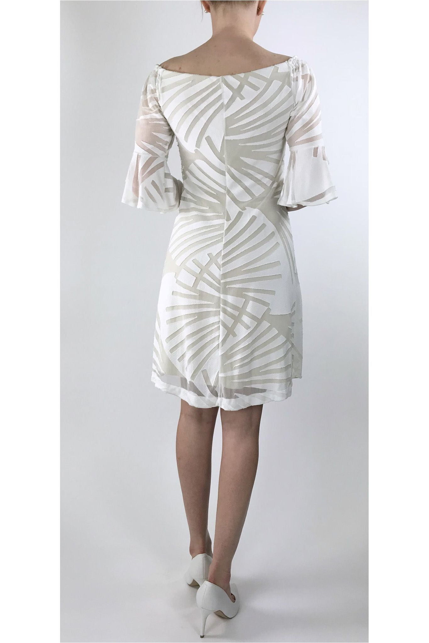 653 IVY Bell Sleeves On/Off Shoulder Knee Length Flare Dress