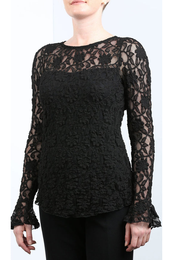 MADELINE Bell Sleeve Lace Top Black