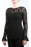 MADELINE Bell Sleeve Lace Top Black