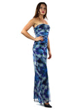 MALI Strapless Print Jumpsuit with Ruched Bodice