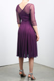 MAXIMA  Fit and Flare 3/4 Sleeves Paneled Dress Plum