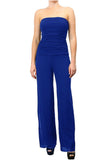 MAXIMA Strapless Ruched Bodice Jumpsuit Royal Blue