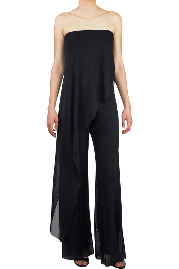 MAXIMA Strapless Jumpsuit with Overlay Black