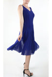 MAXIMA Sleeveless Mesh Paneled Fit and Flare Dress Royal Blue