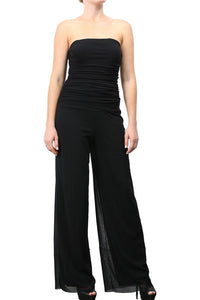 MAXIMA Strapless Ruched Bodice Jumpsuit Black
