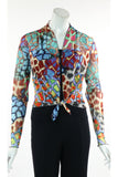 NAMIBIA Print Sheer Long Sleeve Bolero Jacket