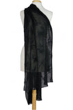 NANCY Long and Wide Embroidered Netting Shawl Black